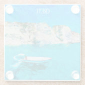 Beautiful Crete Greece Ocean Watercolor Painting Glasuntersetzer (Rückseite)