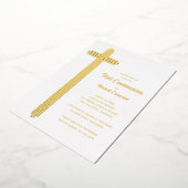 Beautiful Cross First Communion Gold Folieneinladung (Gedreht)