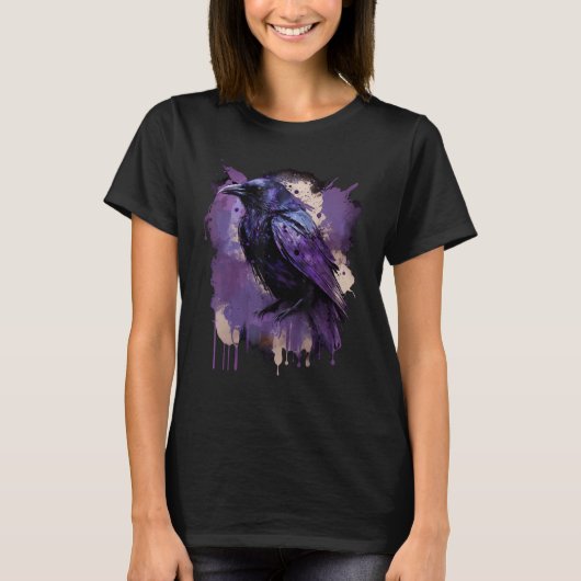 Beautiful Crow Raven Bird Lila Stain Men W T-Shirt (Vorderseite)