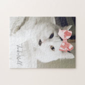 Beautiful Custom Cat Foto Pet Personalisiert Name Puzzle (Horizontal)
