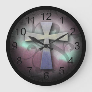 Beautiful Custom Christian Jesus Rustic Cross Große Wanduhr