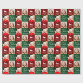 Beautiful Custom Christmas Foto Family Green Geschenkpapier (Flach)