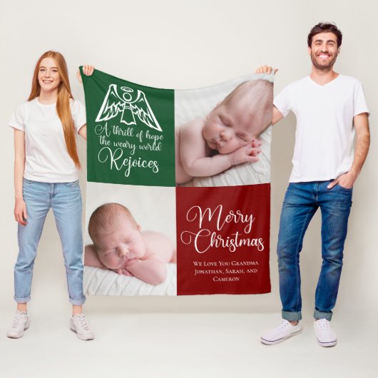 Beautiful Custom Christmas Foto Family Red Green Fleecedecke (Beispiel)