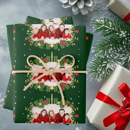 Beautiful Custom Christmas Green Foto Festival Geschenkpapier Set