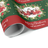 Beautiful Custom Christmas Red Green Foto Wreath Geschenkpapier (Rolleneckpunkt)