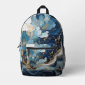 Beautiful Custom Designed Backpack Blau und Gold Bedruckter Rucksack (Vorderseite)