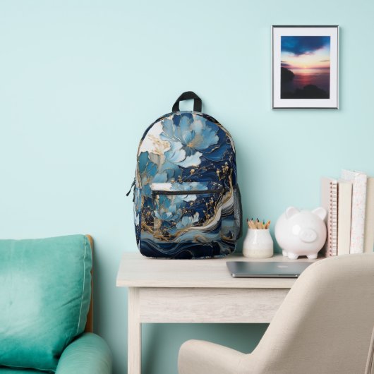 Beautiful Custom Designed Backpack Blau und Gold Bedruckter Rucksack (InSitu)