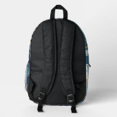Beautiful Custom Designed Backpack Blau und Gold Bedruckter Rucksack (Rückseite)
