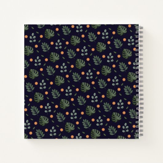 Beautiful Custom Name Modern Leaf Spiral Notebook Notizblock (Rückseite)