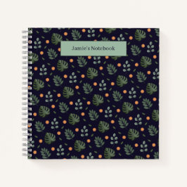 Beautiful Custom Name Modern Leaf Spiral Notebook Notizblock