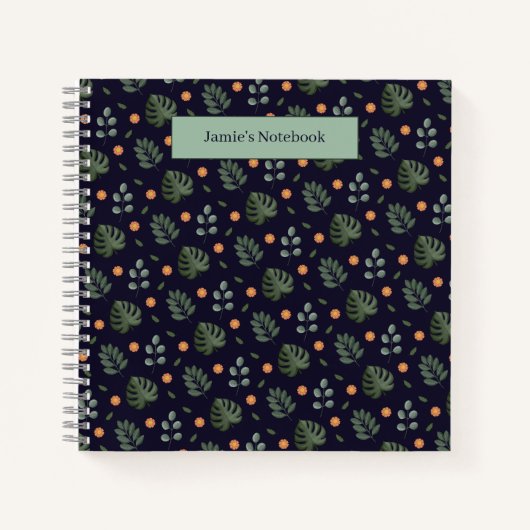 Beautiful Custom Name Modern Leaf Spiral Notebook Notizblock (Vorderseite)