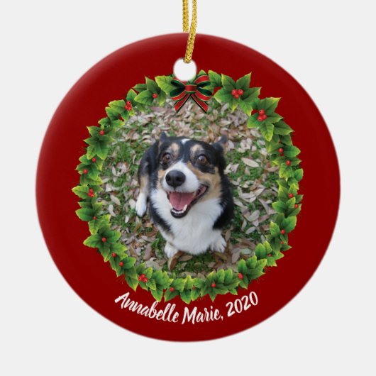 Beautiful Custom Pet Foto Weihnachten Keramik Ornament (Vorne)