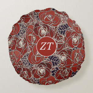 Beautiful Custom Red White Black Floral Rundes Kissen