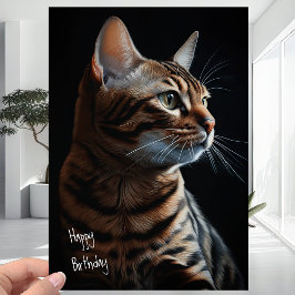 Beautiful Cute Bengal Kitty Cat Happy Birthday Karte