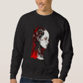 Beautiful Cyborg Gothic Woman Trash Polka Art Sweatshirt (Vorderseite)