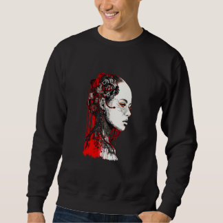 Beautiful Cyborg Gothic Woman Trash Polka Art Sweatshirt