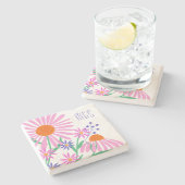 Beautiful Daisies kundenspezifische Monogramm Unte Steinuntersetzer (Seitenansicht)