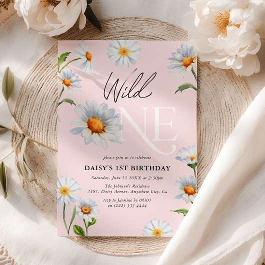 Beautiful Daisy Wild One Girl 1. Geburtstag Einlad Einladung