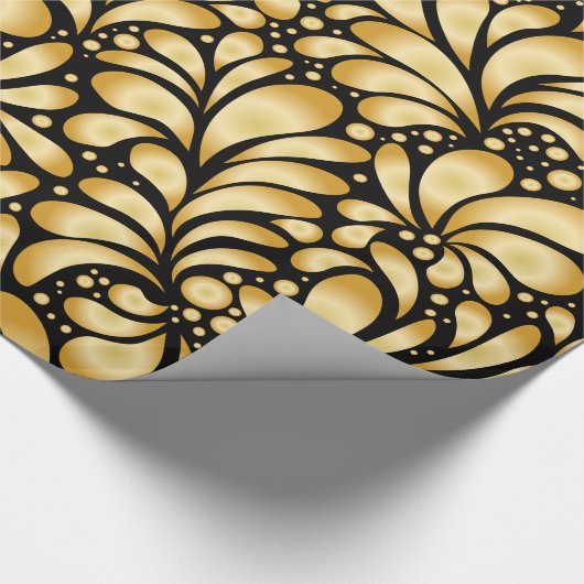 Beautiful Damask Gold & Black Wrapping paper roll Geschenkpapier (Ecke)