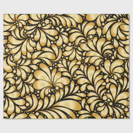 Beautiful Damask Gold & Black Wrapping paper roll Geschenkpapier