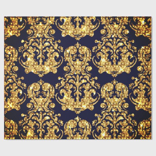 Beautiful Damask Gold & Black Wrapping paper roll Geschenkpapier (Flach)