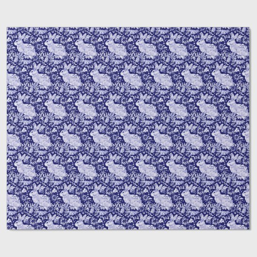 Beautiful Dark Blue & White Rabbit Dedham Delft Geschenkpapier (Flach)