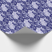 Beautiful Dark Blue & White Rabbit Dedham Delft Geschenkpapier (Ecke)