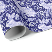 Beautiful Dark Blue & White Rabbit Dedham Delft Geschenkpapier (Rolleneckpunkt)