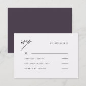 Beautiful Dark Lila Wedding Rsvp Karte (Vorne/Hinten)