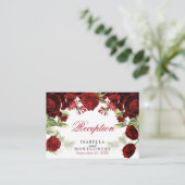 Beautiful Dark Red Floral Design - Empfang Begleitkarte (Stehend Vorderseite)