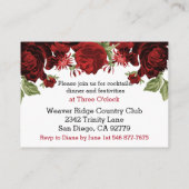 Beautiful Dark Red Floral Design - Empfang Begleitkarte (Rückseite)