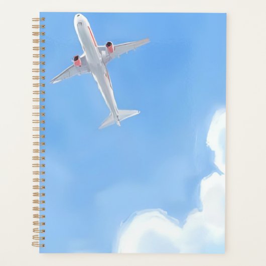 Beautiful Day Blue Sky Clouds Plane Watercolor Planer (Vorderseite)