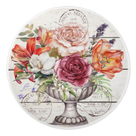 Beautiful decorative rustic trendy wood Botanical Keramikknauf