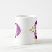 Beautiful Deep Lila and Gold Blume Monogram Kaffeetasse (Mittel)