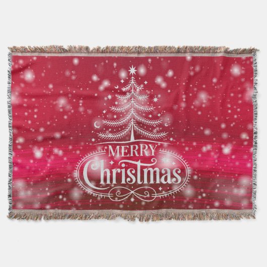 Beautiful Deep Red and Green Merry Christmas Decke (Vorderseite)