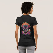 Beautiful Dia de los Muertos Skull Art with Roses  T-Shirt (Schwarz voll)