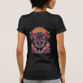 Beautiful Dia de los Muertos Skull Art with Roses  T-Shirt (Rückseite)