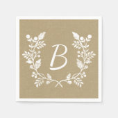 Beautiful Distressed Floral Wreath Custom Monogram Serviette (Vorderseite)