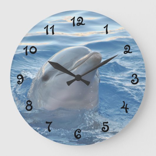 Beautiful Dolphin Große Wanduhr (Vorderseite)