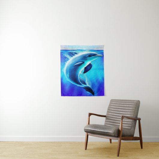 Beautiful Dolphin in Ocean Art Wandteppich (Beispiel)
