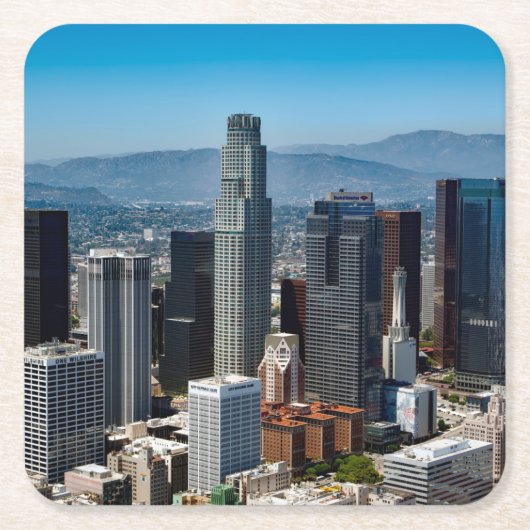 Beautiful Downtown Los Angeles California Skyline Rechteckiger Pappuntersetzer (Vorderseite)