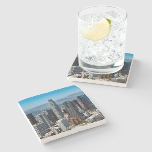 Beautiful Downtown Los Angeles California Skyline Steinuntersetzer (Seitenansicht)