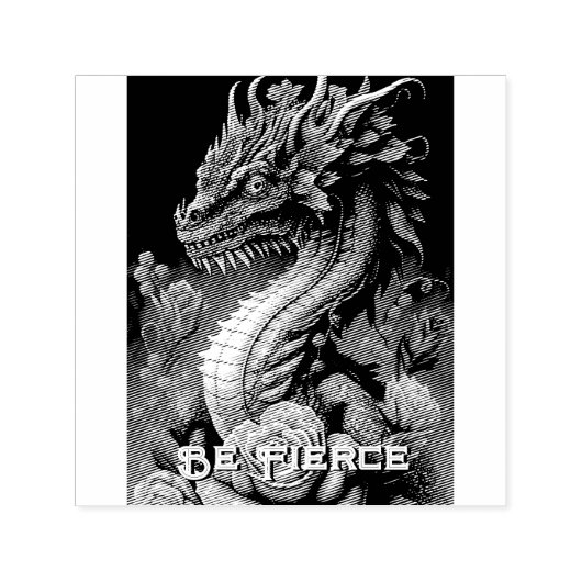 Beautiful Dragon and Flowers Permastempel (Design)