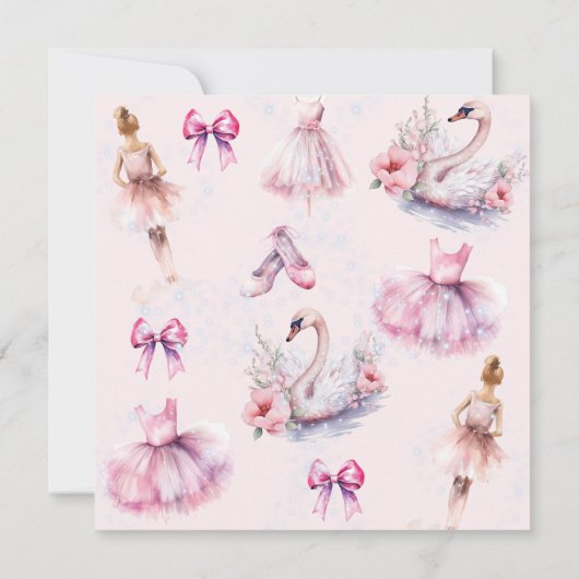 Beautiful Dusty Pink Ballerina Geburtstag Dankeskarte (Rückseite)