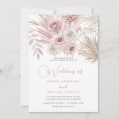 Beautiful Dusty Rose & Blush Ivory Boho Wedding Einladung (Vorderseite)