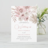 Beautiful Dusty Rose & Blush Ivory Boho Wedding Einladung (Stehend Vorderseite)