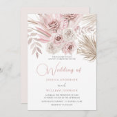Beautiful Dusty Rose & Blush Ivory Boho Wedding Einladung (Vorne/Hinten)
