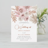 Beautiful Dusty Rose & Blush Ivory Boho Wedding Folieneinladung (Stehend vorne)