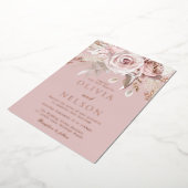 Beautiful Dusty Rose Wedding Rose Gold Folieneinladung (Gedreht)