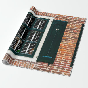 Beautiful dutch traditional houses. Brick wall wit Geschenkpapier